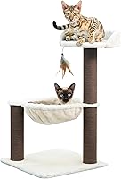 Catry Nirvana 3-Level Kitten Cat Tree: Plush Perch, Hammock, Paper Rope Scratching Posts for Small Cats up to 10 lbs, Beige
