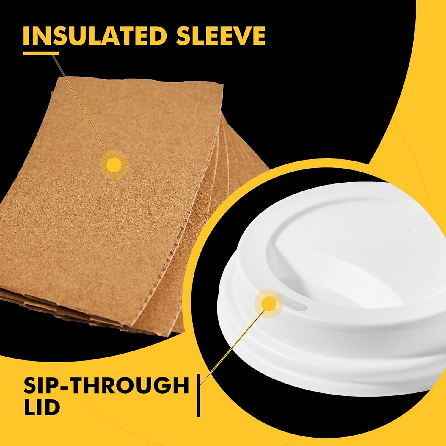 RACETOP 12 oz Paper Coffee Cups, 100 Pack Disposable Coffee Cups with Lids, Sleeves and Stirring Sticks, 12oz To Go Paper Cup for Hot Drinks, Coffee, Home, Parties, Travel - Image 4