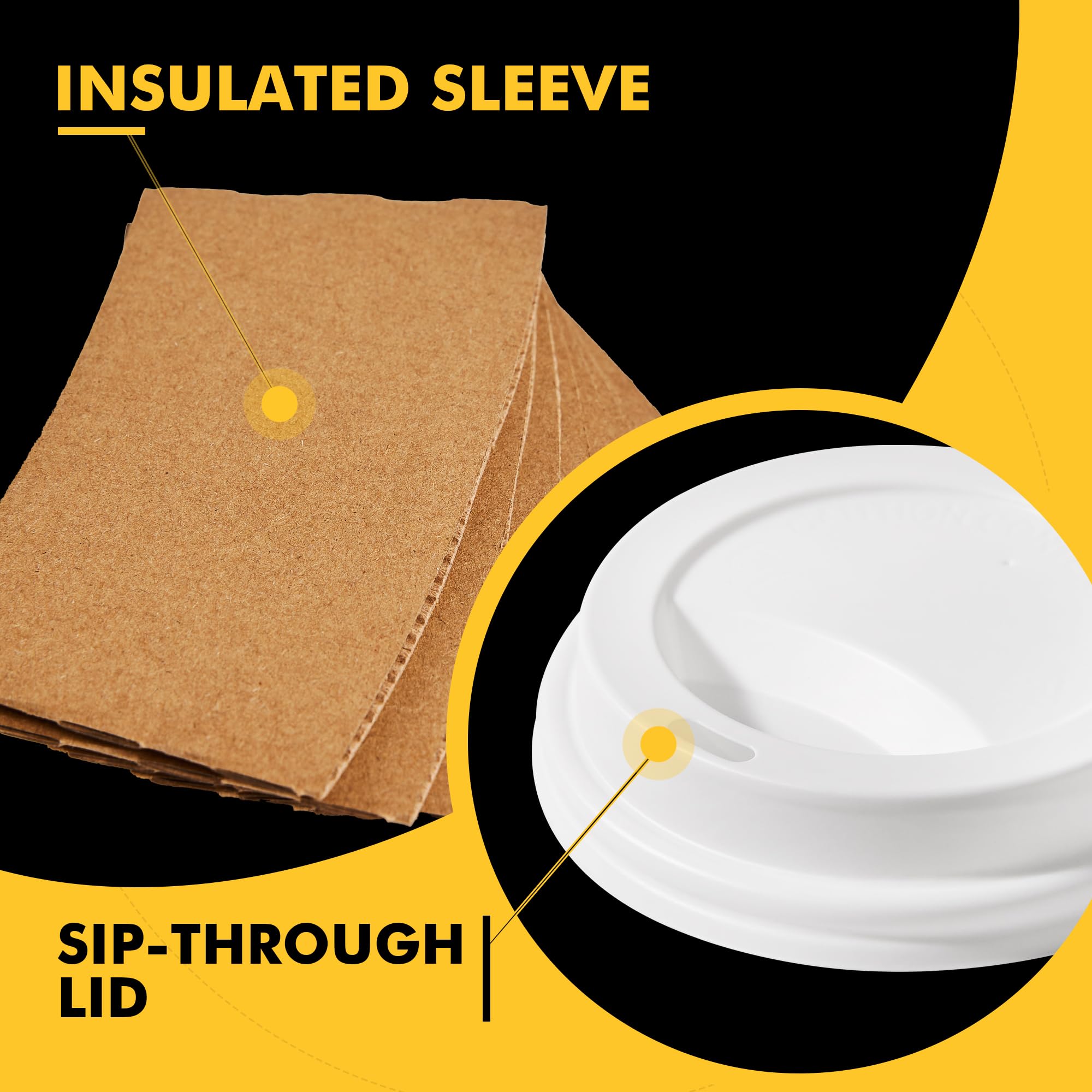 RACETOP 12 oz Paper Coffee Cups with Lids & Sleeves, 100 Pack — Amazon image 4