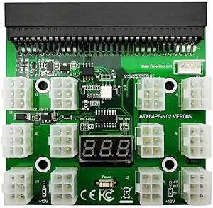 Tekit Ethereum Mining ETH ZEC LTC 1200W/750W Server PSU Power Supply Unit to GPU Breakout Board Adapter, Power Supply 12V GPU/PSU Breakout Board(GPU Breakout Board)