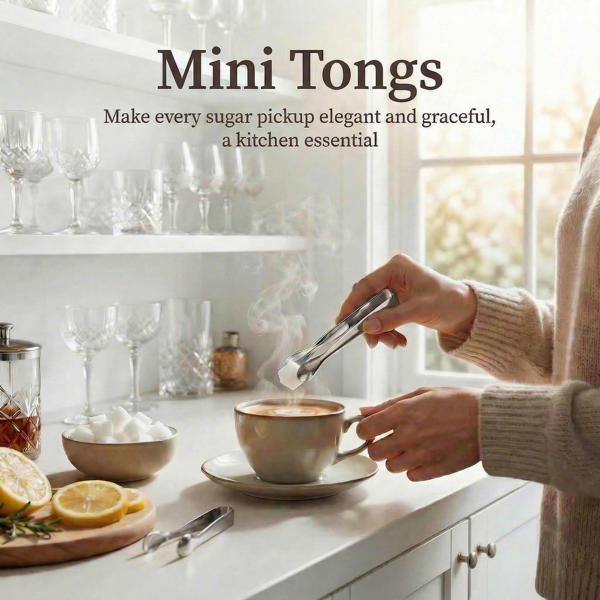 Mini Stainless Steel Tongs - 6 Pack for Tea & Coffee -9 Mini Stainless Steel Tongs - 6 Pack for Tea & Coffee -9