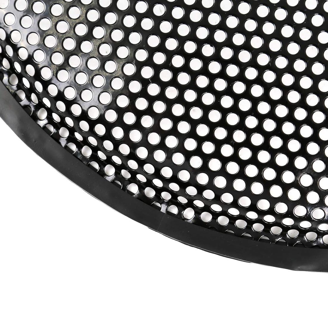 Lot de 2 grilles de protection gaufrées en métal pour haut-parleur de caisson de basses, caisson de basses, avec bord en caoutchouc et clips, 45,7 cm, noir