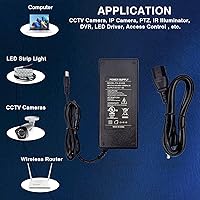 Vista 6 de Adaptador de fuente de alimentación de 12 V 8 A, 96 W CA 100-240 V a CC 12 V 8 A transformador con cable de CC de 4 pies y enchufe de barril