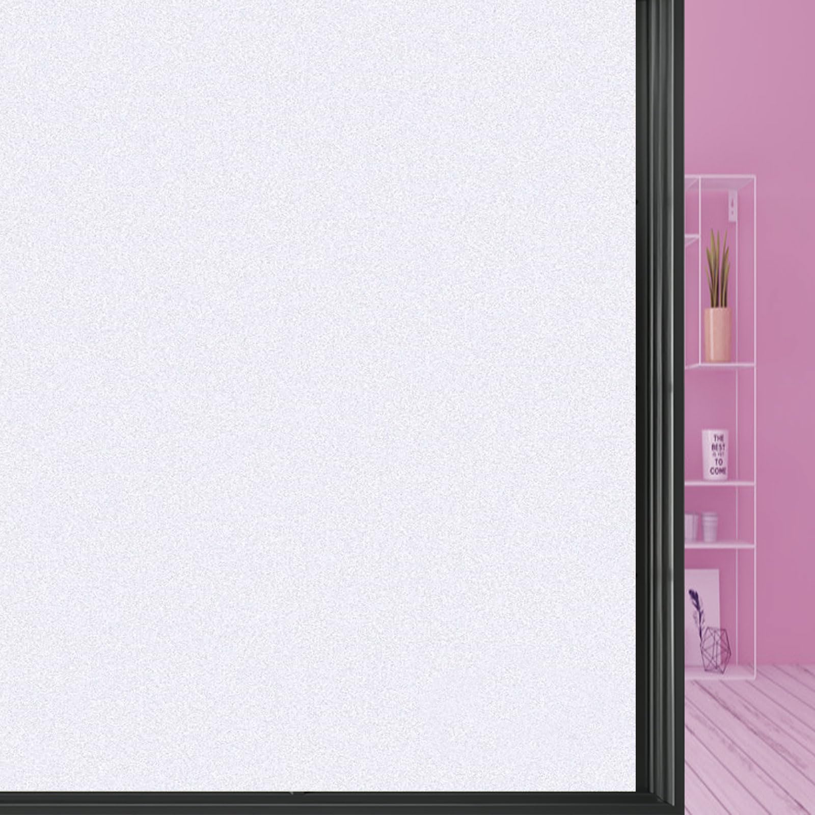 Film Electrostatique Vitre 110 x 110 cm Sticker Electrostatique Vitre Dépoli Anti UV Film Occultant Fenêtre, Fenetre Anti Regard pour Salle de Bain Cuisine, Blanc Mat