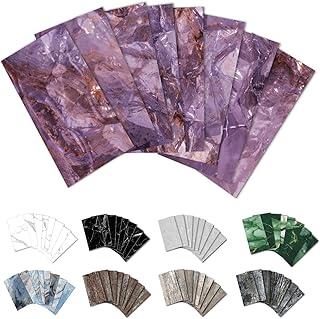 URCOLOR 32-Piece Peel and Stick Backsplash Wall Tile, 4"x 8" PVC Glossy Purple Marble Stick on Subway Tiles for Kitchen, Bathroom, Laundry Room, Camper, Fireplace