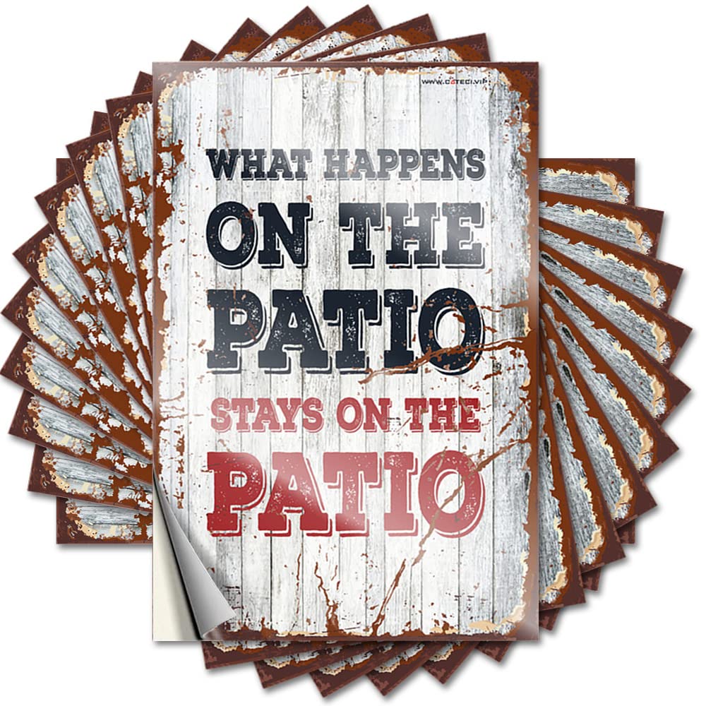 Tool Box Stickers What Happens On The Patio Stays On The Funny Sticker 10 Pcs Man Cave Funny Signs Prank Stickers(6X9CM)