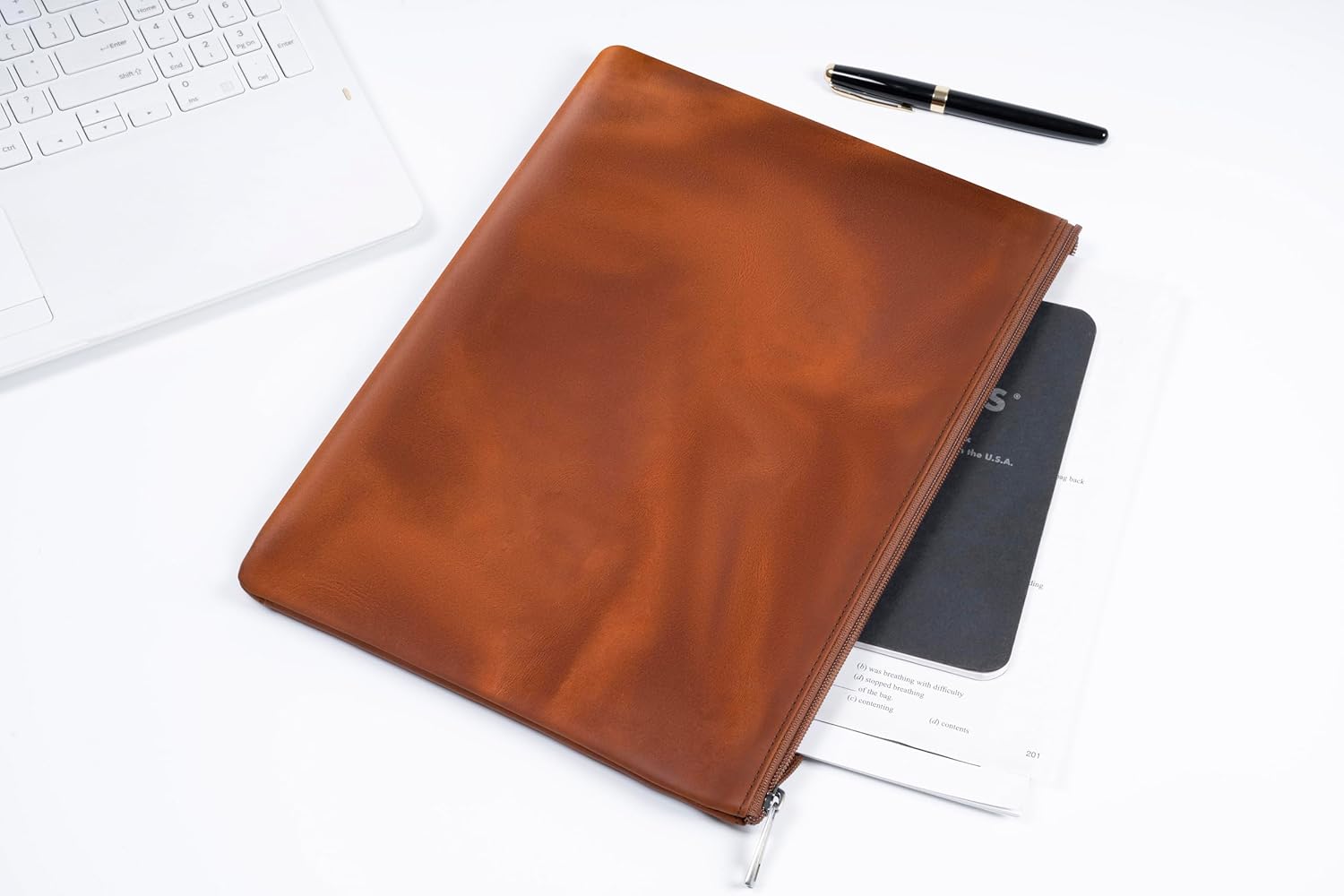 Genuine Leather A4 File Folder for Document, Leather File Folder Organizer Document Holder for Men&Women, Waterproof Portfolio Envelope Folder Case