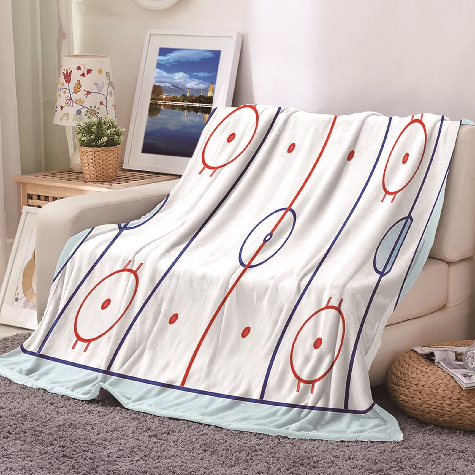 Couverture polaire en flannel 100x150cm au motif géométrique rond pour canapé