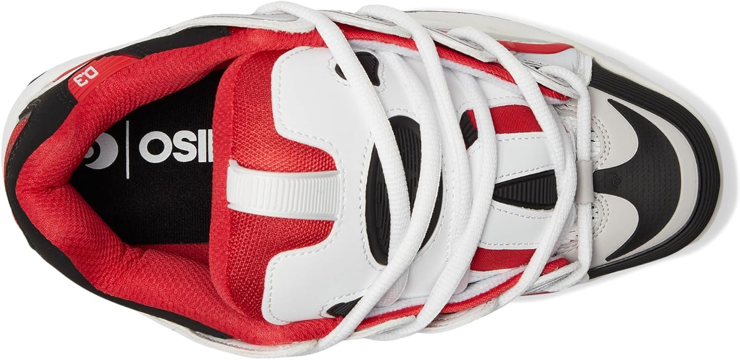 Osiris Men's D3 2001 Skate Shoe, Red/White/Grey, 8