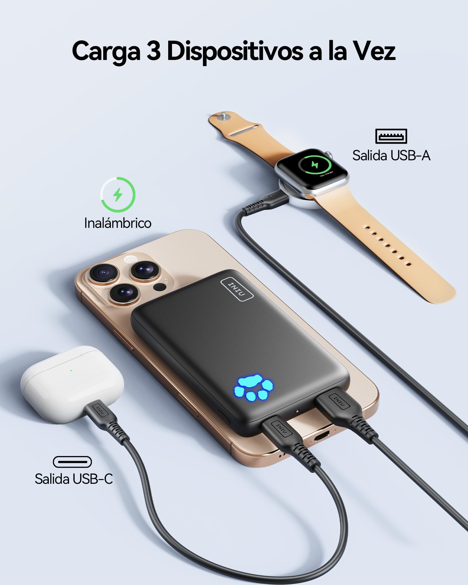 INIU 30W Magnético Power Bank, 10000mAh 30W PD Bateria Externa Carga Rapida con Certificación Qi2, Mini Cargador Bateria Portátil con USB-C in&out para iPhone16/15/14/13/12/Pro/Max