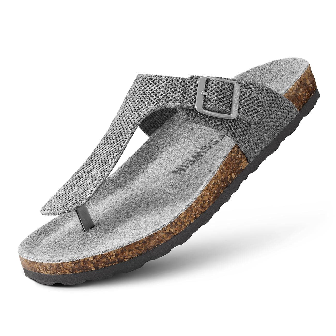Giesswein Merino Slides Lite – Ergonomische Merino-Sandale mit Korkfußbett, verstellbarem Riemen & Anti-Rutsch-Sohle