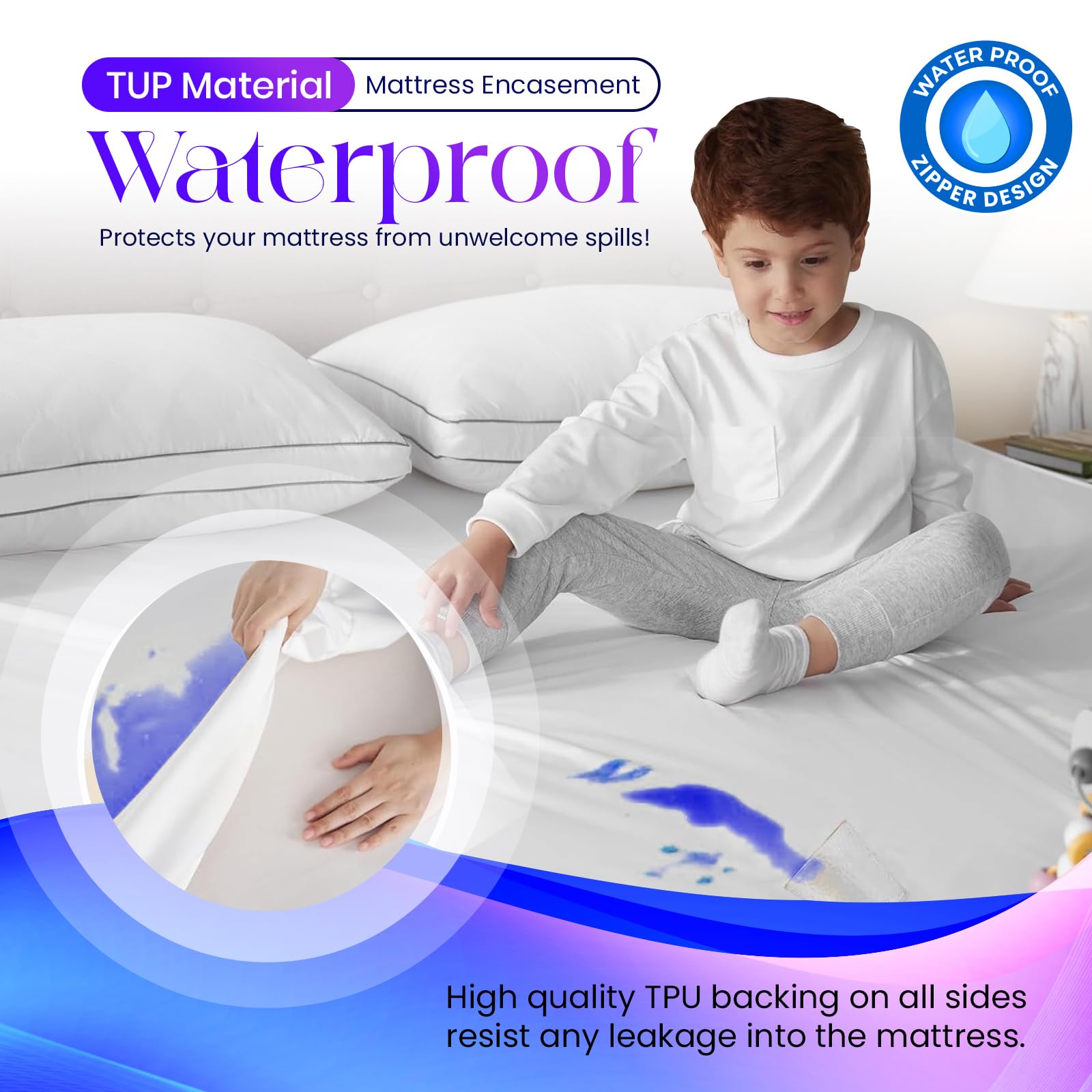 Sunshine Comforts Waterproof Mattress Encasement king Bed (150x200x30cm), Premium Zippered Mattress Protector - Image 4