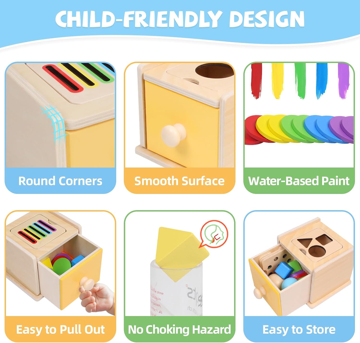 YHHYTOY Montessori Toys for 1+ Year Old, Object Permanence Coin Box | Color Sorting Ball Drop Fine Motor Skills Toys for 1-2 2-3 Year Old, Shape Sorters for Toddlers 1-3, Learning Gifts for Kids