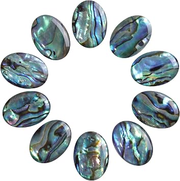 SUNYIK 13x18mm Pack of 10 Oval Abalone Shell Cabochons Flatback CAB Shells