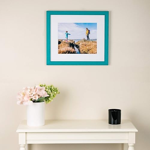 Miniatura 5 de Marco de cuadro turquesa rústico de madera dura de 75 in de ancho.