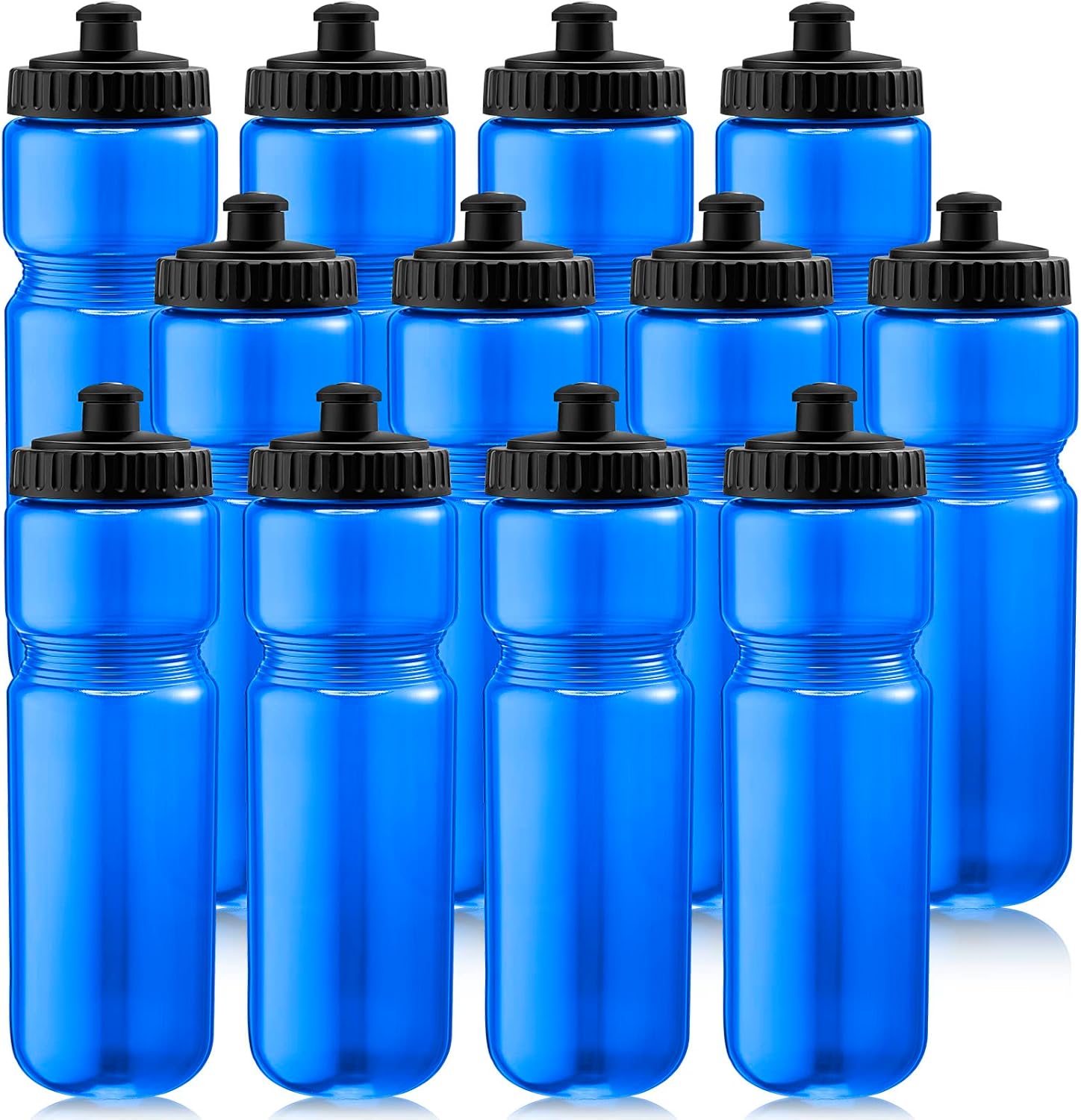 Mimorou 12 Pack Sports Squeeze Water Bottles 25 Oz with Easy Open Push/pull Cap Reusable Plastic Water Bottles for Bicycles Cycling Fitness Yoga Outdoor Sports