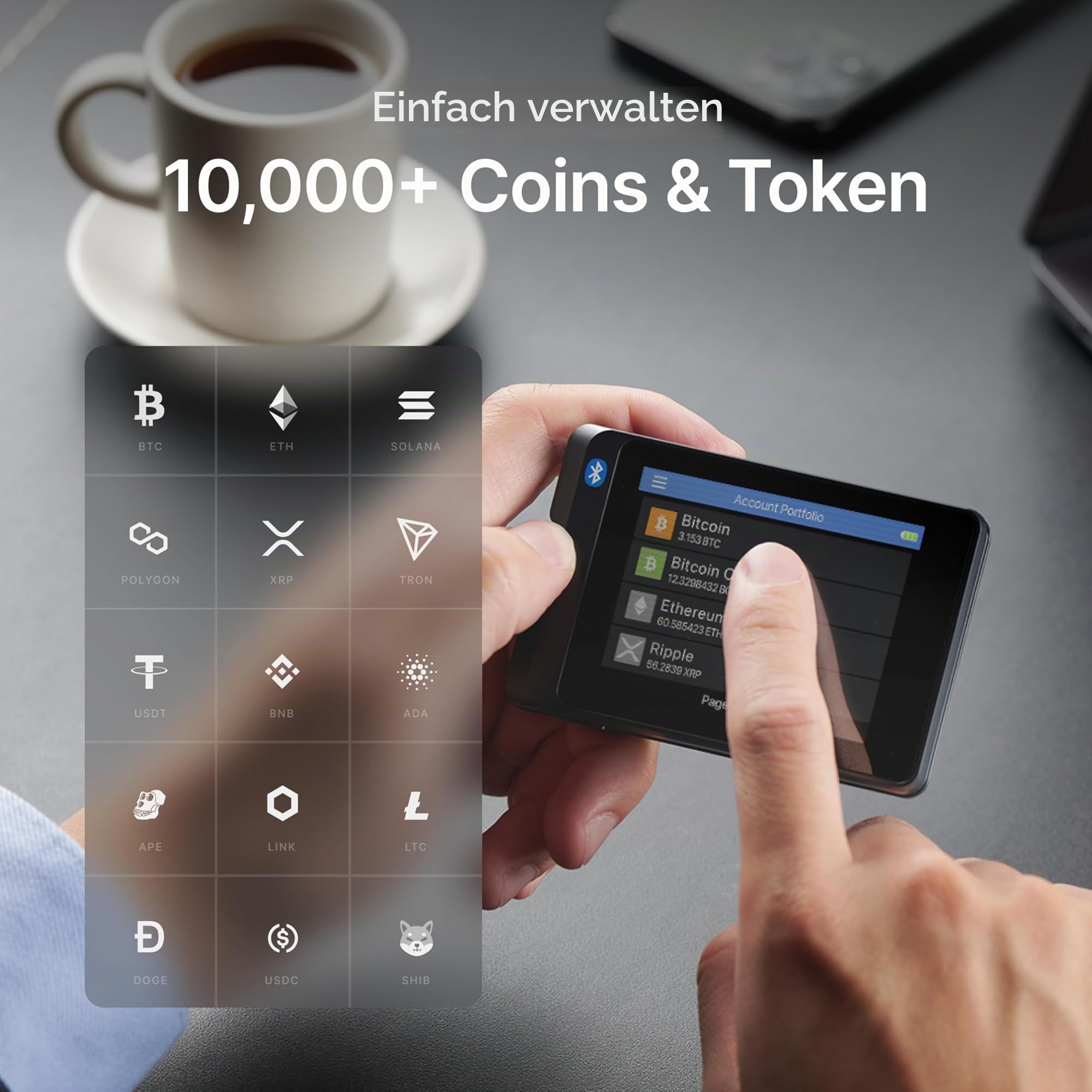 SecuX W20 – Sicherste Krypto Hardware Wallet mit Bluetooth und NFT Unterstützung – Großer Touchscreen – Einfache Verwaltung Ihrer Bitcoin, Ethereum, SOL, LTC, Doge, BNB, Dash, XLM, ERC20, BSC und mehr