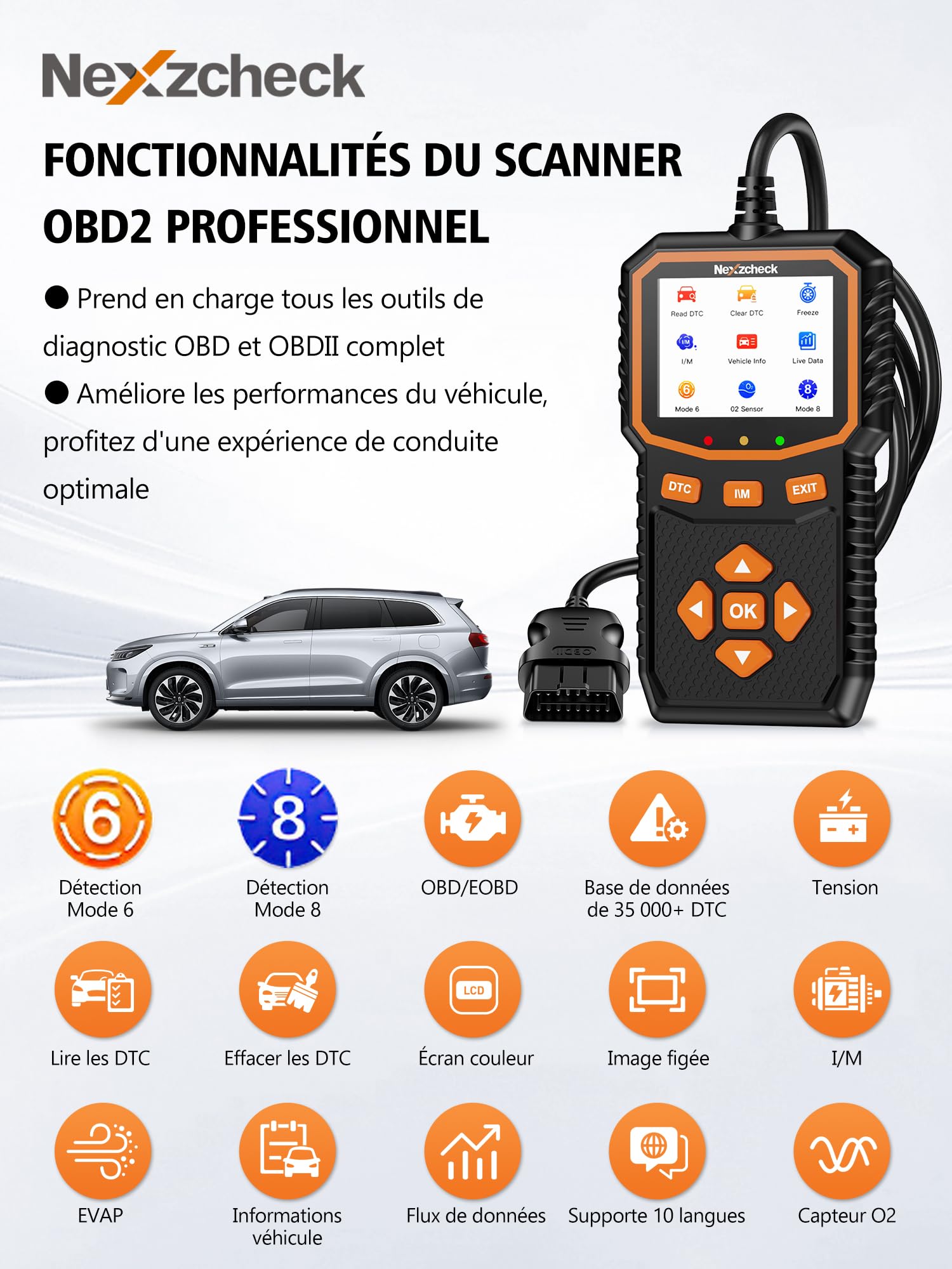 OBD2 Diagnostic Valise Voiture Auto: OBD Valise Diagnostique Auto Multimarque Français Fonctions Complètes OBD2 - Lecteur de Codes Erreur Moteur pour BMW Peugeot VW Audi Tous Véhicules Compatibles OBD