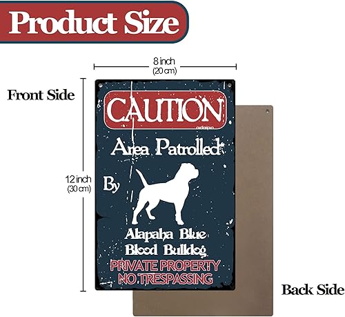 Miniatura 2 de Letreros divertidos con texto en inglés Beware of Dog con texto en inglés Beware of Dog de Alapaha Blue Blood Bulldog para decoración del hogar,