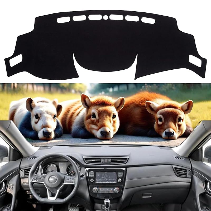 Capa para Painel Nissan Rogue Sport 2017–2022 e Rogue 2014–2020 IIKSDII em Pelúcia de Poliéster Preta