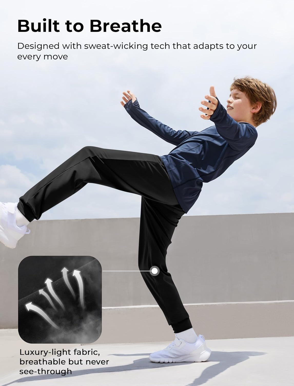 PATPAT Boys Ultra-Soft Quick-Dry Athletic Pants with Pockets & Inner Drawcord, Lightweight Joggers for Sports Training - Image 5