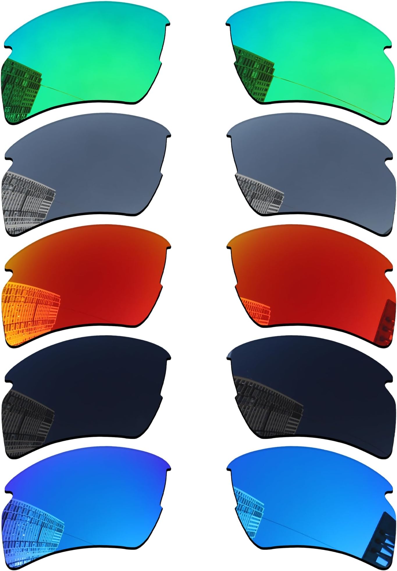 5 Pairs Polarized Replacement Lenses for Oakley Flak 2.0 XL OO9188 Sunglasses, Perfectly Fit, Shatterproof, Anti-scratch, Value Pack
