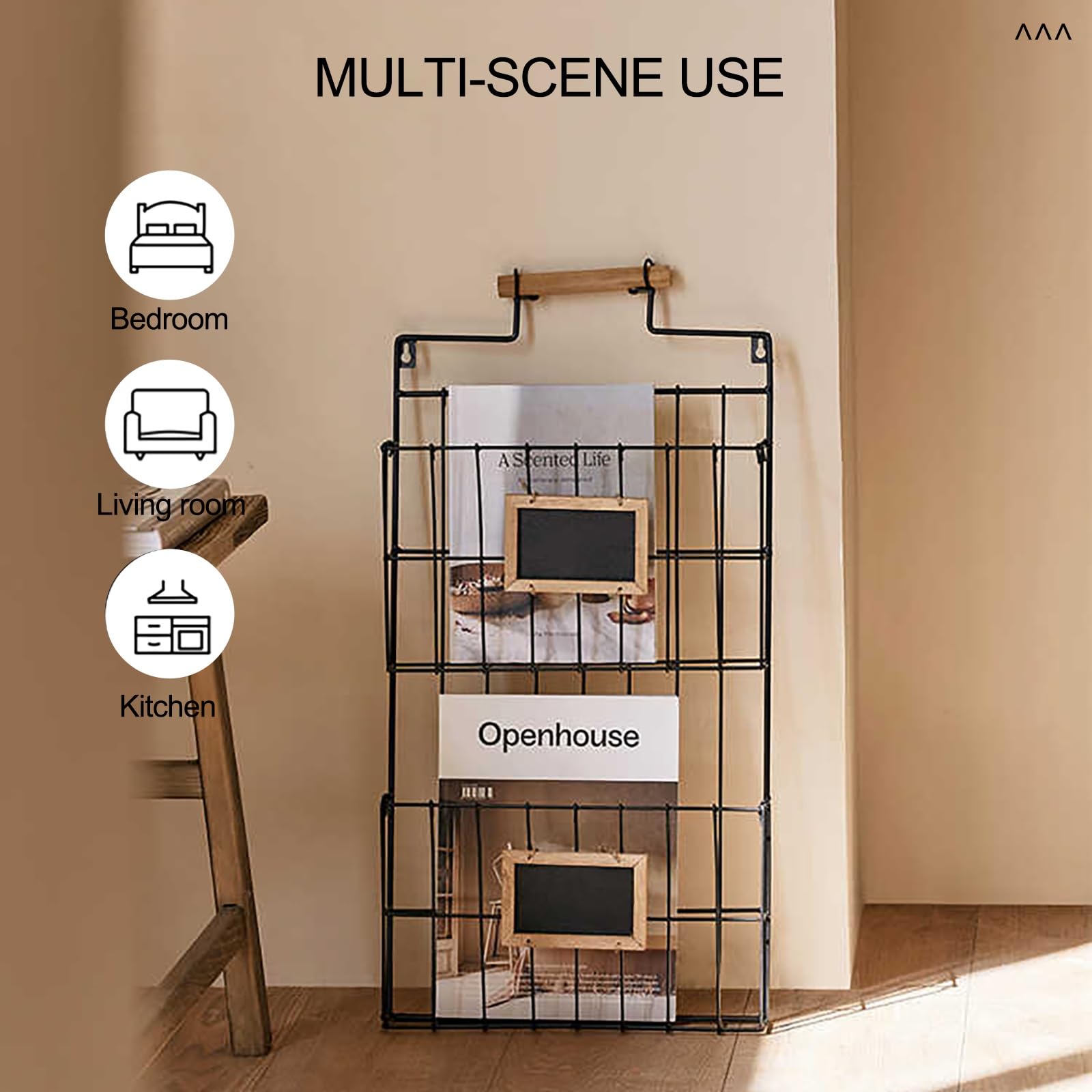 Prospektständer - Broschüre Magazin Katalog Literatur Display, Zeitschriftenständer mit 2 Taschen Eisen-Bücherregal, für Büro Messen & Zuhause