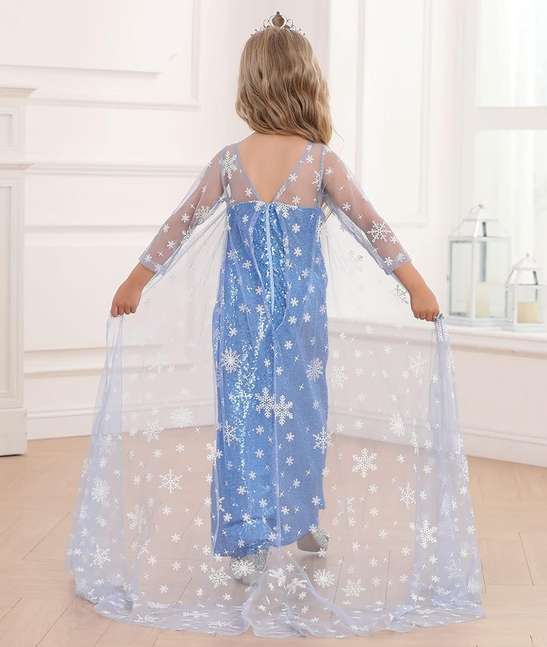 Miniatura 5 de Luzlen Vestido de princesa de nieve para niñas pequeñas, disfraz de reina de Halloween, fiesta de Navidad