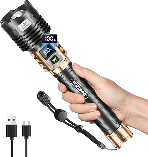 Miniatura 1 de WdtPro Linternas LED recargables de alto lúmenes, linterna recargable súper brillante de 90000LM con pantalla LCD, 5 modos y potente linterna de