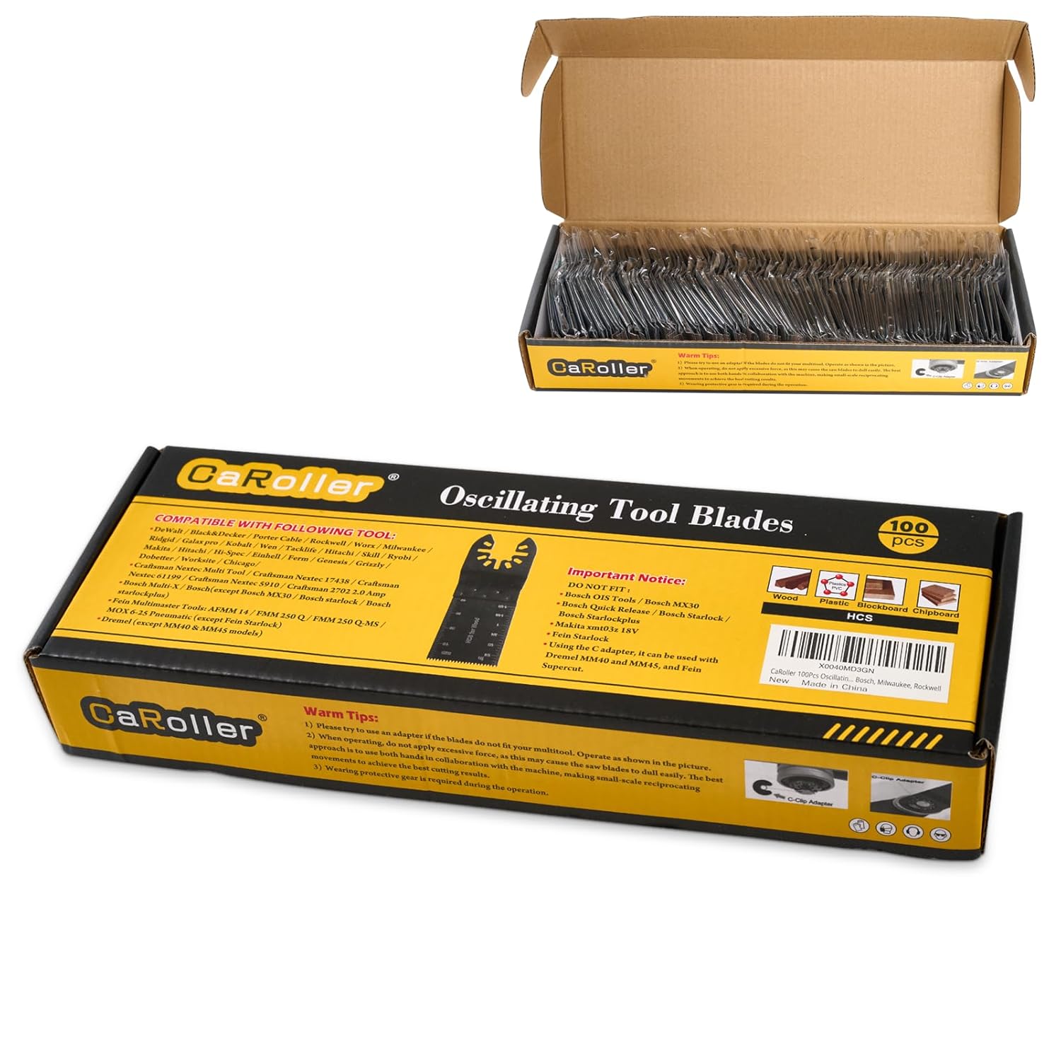 100Pcs Oscillating Saw Blades, Universal Oscillating Tool Blades, Multi Tool Blades Kits for Wood Plastics Metal,Quick Release Blades for Dewalt Ryobi Bosch Milwaukee