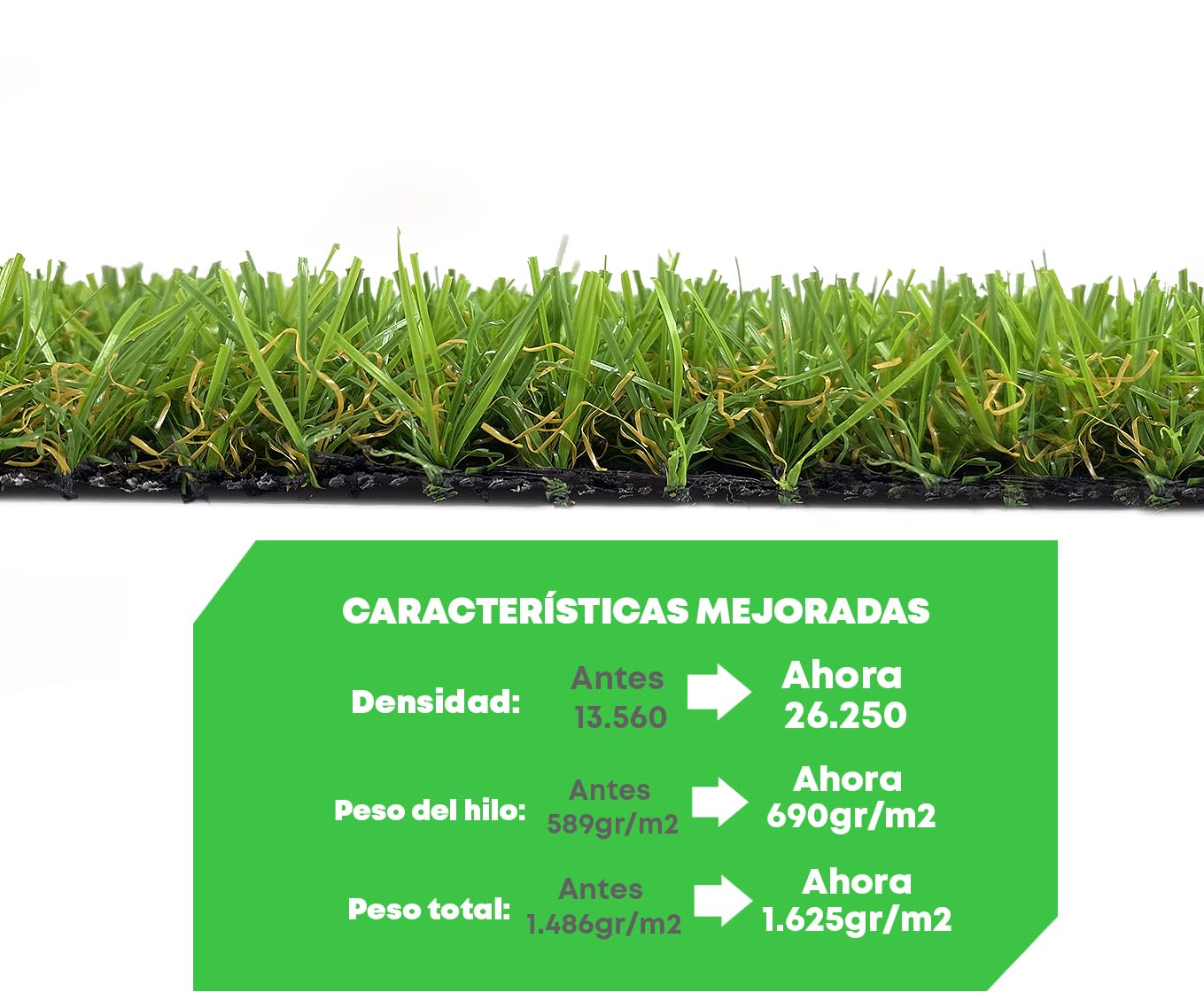 Cesped artificial terraza exterior California - rollo cesped artificial 2x5m 20mm de altura con alta densidad - calidad profesional - fácil instalación con buen drenaje