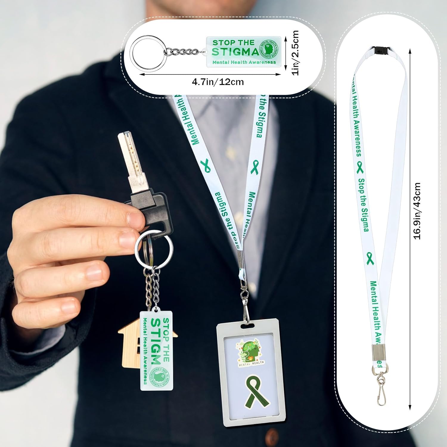 Lincia Mental Health Awareness Items Include Pins Badges Ducks Stress Balls Pens Stickers Wristbands Lanyards Keychains(188 Pcs)