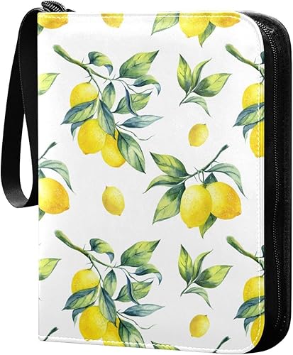 Miniatura 1 de Lemon Card Binder 4 Pocket Trading Card Holder Book with 50 Sleeves Card Holder Album Fits 400 Cards 3 Rings Photocard Binder for Football Game Cards