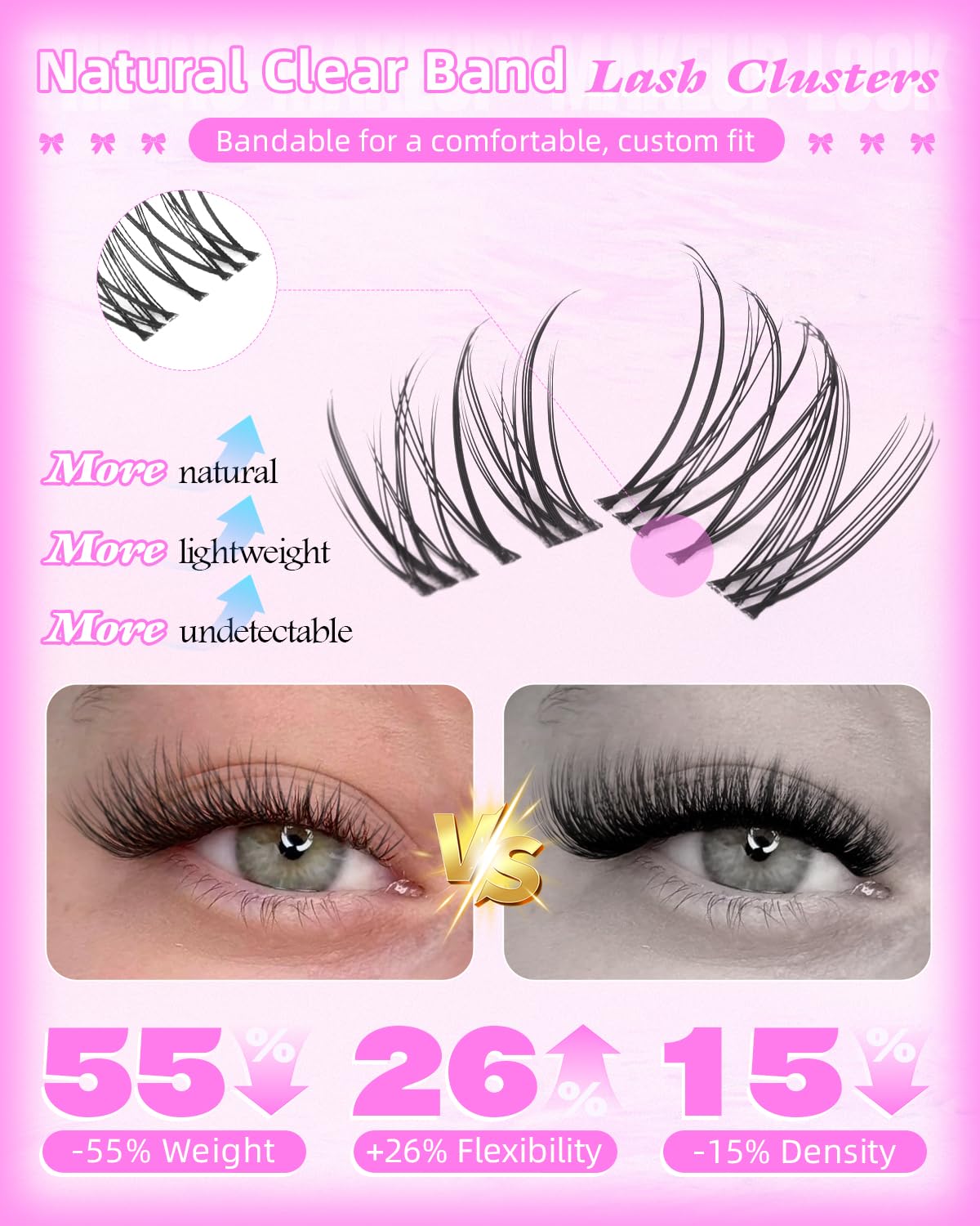 Wispy Wimpern-Cluster, natürliche Wimpernbügel, unsichtbar, dünnes Band, 8–16 mm, Cluster-Wimpernverlängerung, DIY-Wimpernverlängerungen mit D-Curl, breite Spannweite, einzelne Wimpern von WTVANE