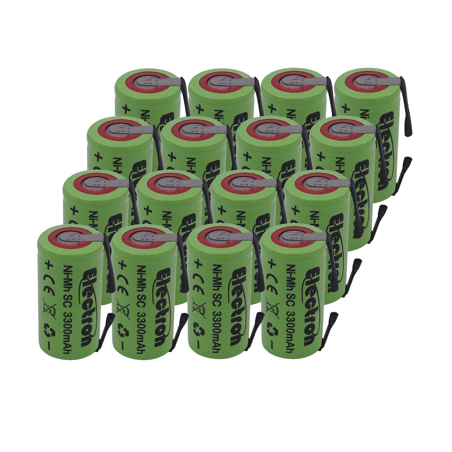 16 X Batteria Pila NI-MH SC 3300mAh 3.3Ah 1,2V con lamelle linguette a saldare per pacchi batterie trapani torce allarmi