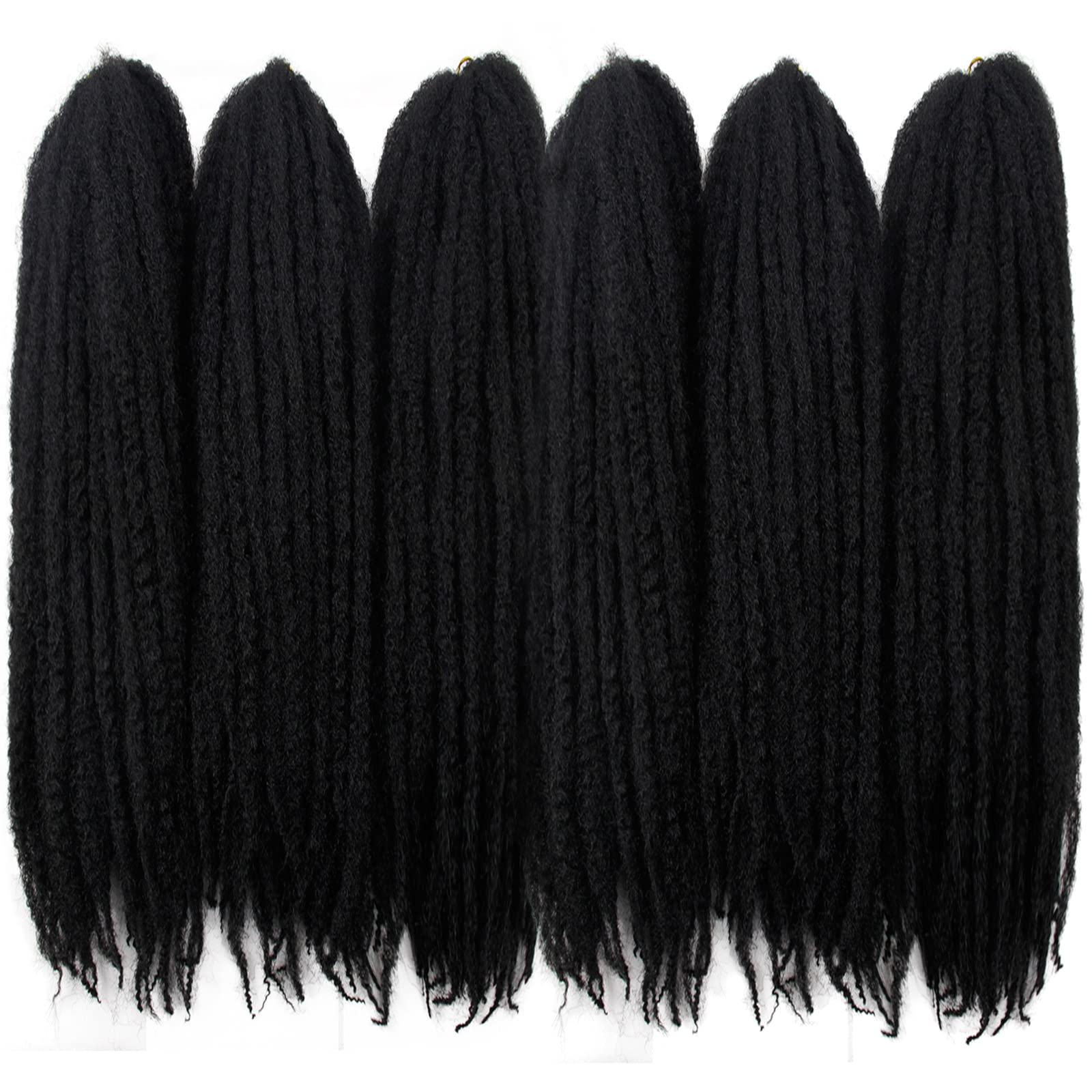 Afro Kinky Twist Crochet Hair Braids Marley Braid Hair 24inch Senegalese Curly Crochet Synthetic Braiding Hair (6Packs,#1B)