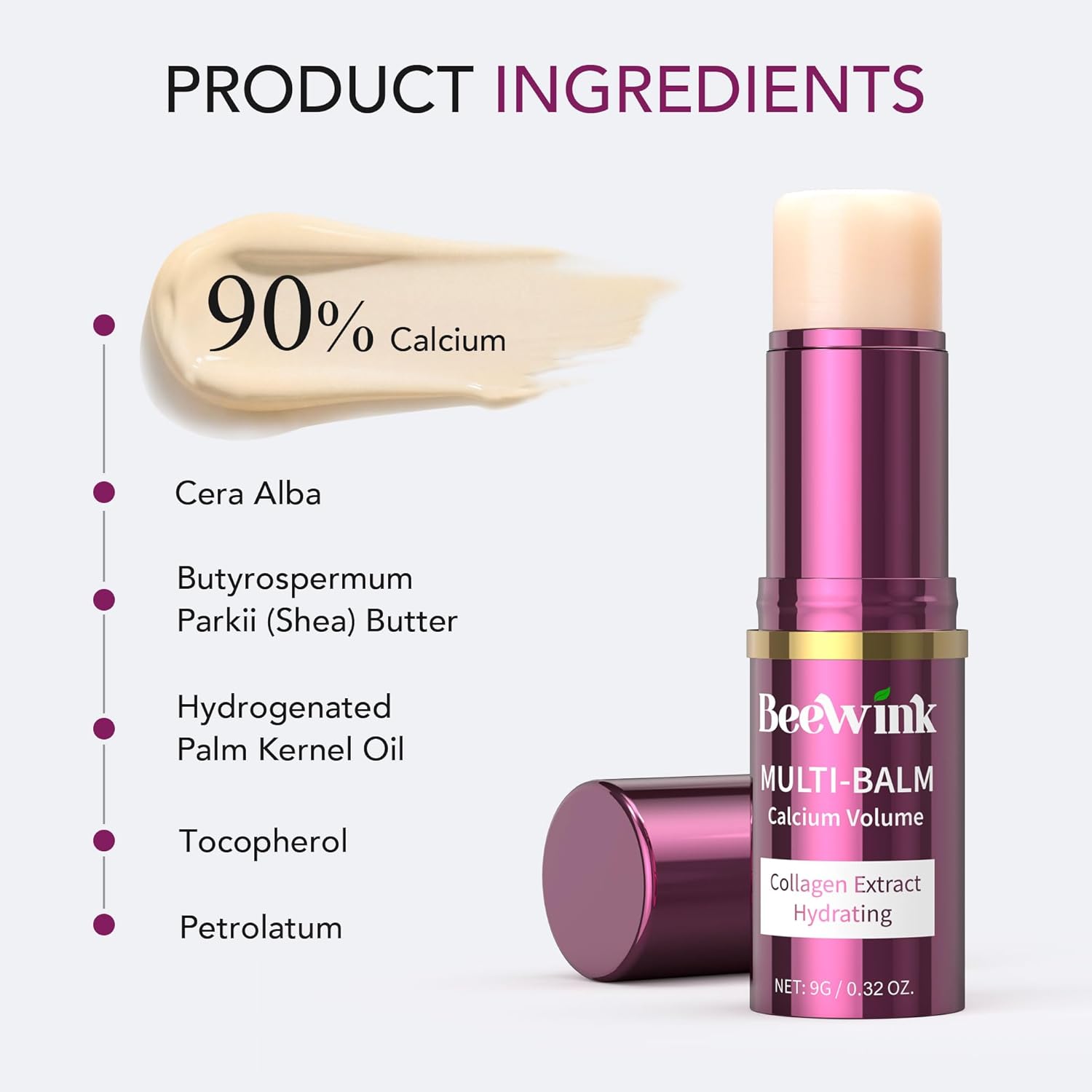 Calcium Multi Balm Stick for Face, Eyes, Lips, Neck – 9g Korean Collagen Moisturizing Balm with Vitamin D, Shea Butter – Firming, Hydrating, Lavender