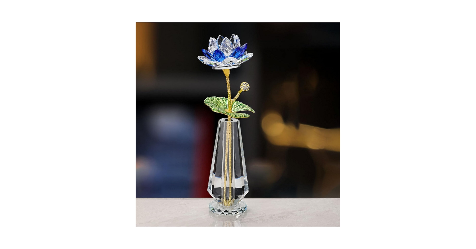 Amazon.co.jp: JAnjiaLxY クリスタルガラス 蓮の花 置物