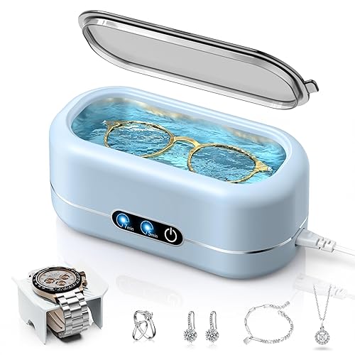 Miniatura 7 de Limpiador ultrasónico de joyas, máquina de limpieza ultrasónica de 48 KHz para joyas, anteojos, anillos, correa de reloj, dentaduras postizas, modos
