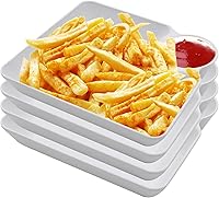 Vista 1 de 4 piezas de platos divididos para fiestas y platos de inmersión (7.28 x 7.28 pulgadas) bandejas de servir para entretener con soporte para salsa