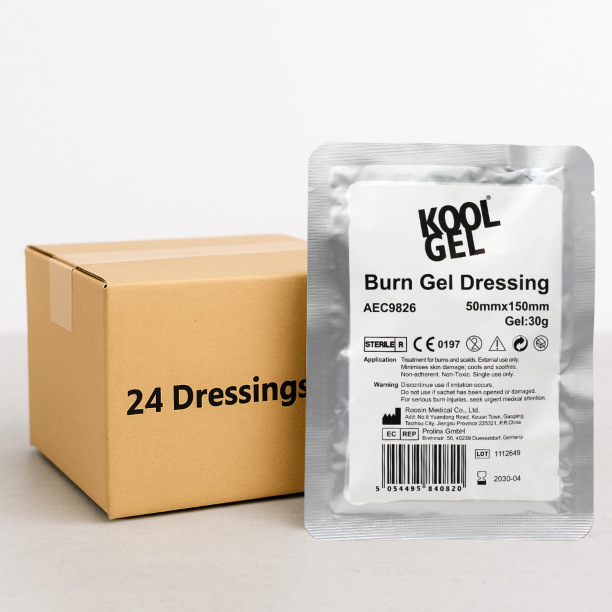Koolpak KoolGel Burn Dressing 5cm x 15cm – Instant Soothing Relief for Burns, Scalds and Sunburn, 1st and 2nd Degree Burns – Sterile Hydrogel First Aid Treatment (24 Pack)