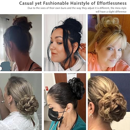 Miniatura 6 de Rose bud Moño desordenado para mujer, extensión de moño para cabello rizado y desordenado, color rubio decolorado