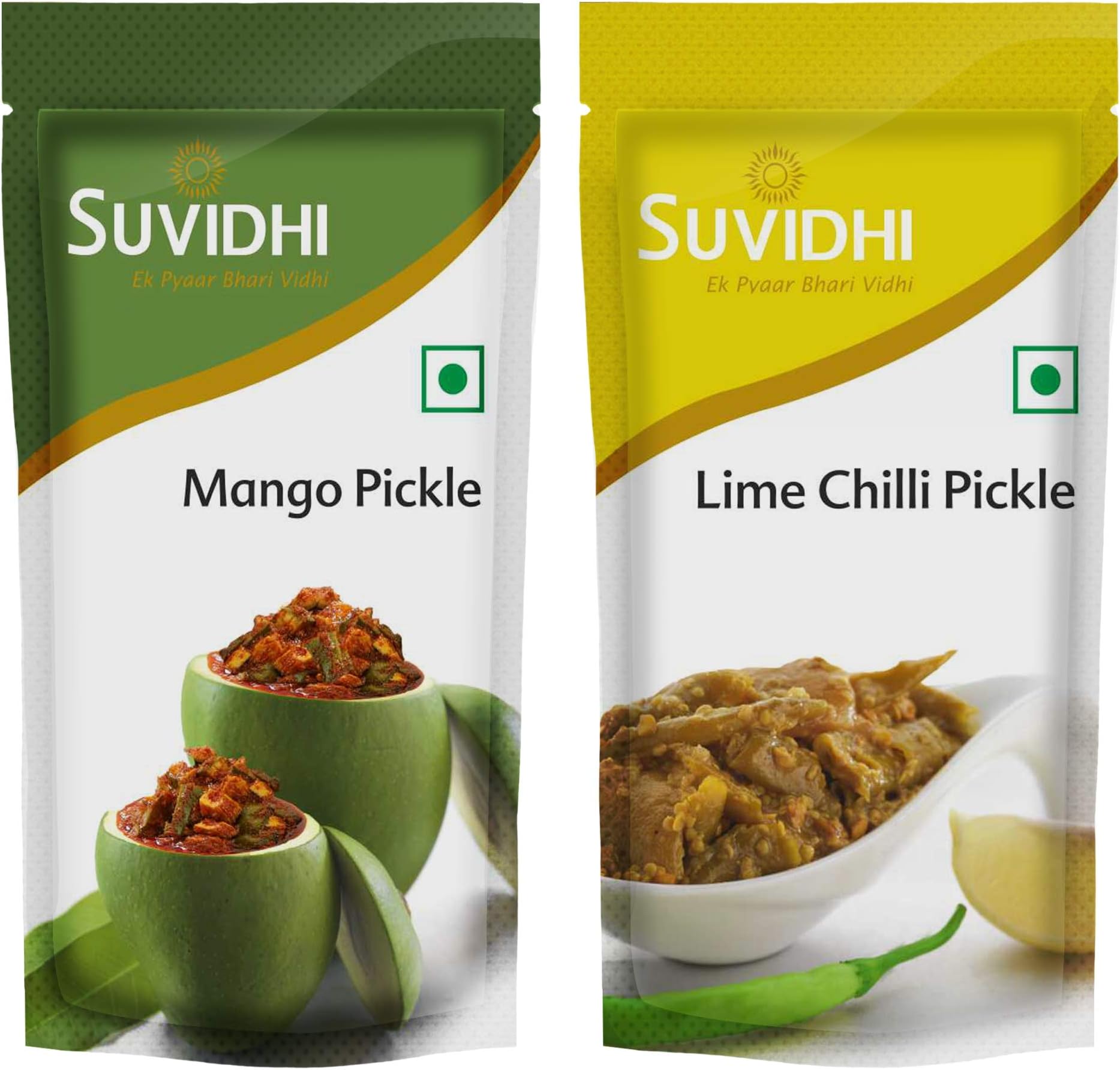Suvidhi Mango Pickle 200gm 4, Lime-Chilli Pickle 200gm 4 (200gm Each Pack of 8 in All 1.6 kg)
