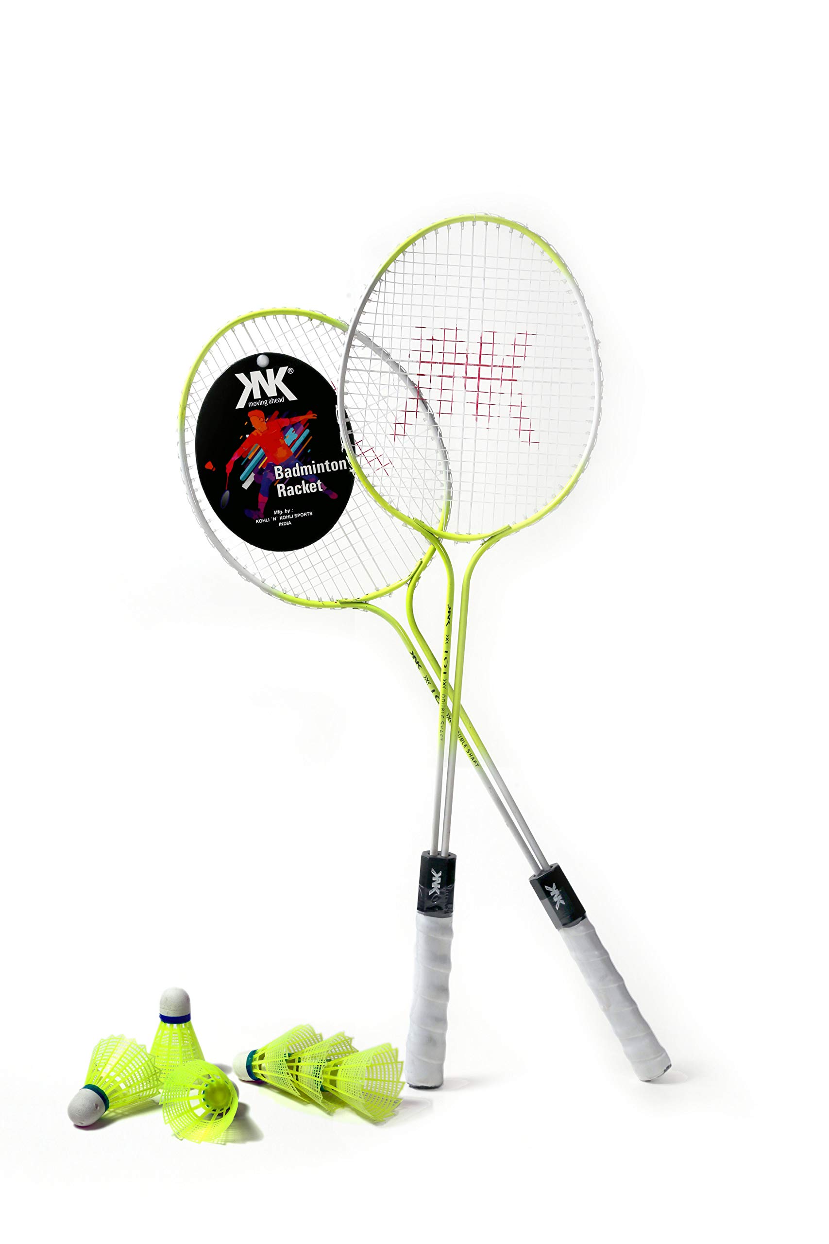 KNK Multicolor Badminton Set Double Shaft Badminton Racket Pack of 2 Piece with 6 Piece Plastic Shuttles-image-44