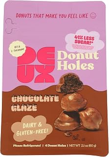 DEUX Chocolate Glazed Donut Holes, 2.1 oz - Mini Donuts with 4.7/5 Stars, Perfect Portable Treat
