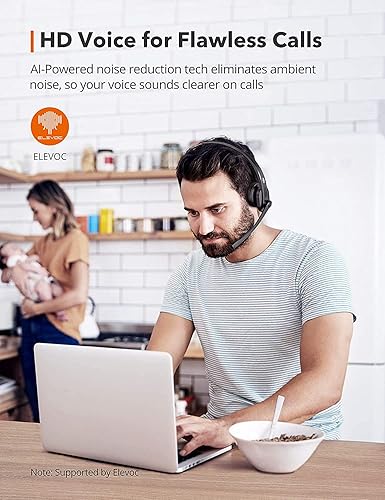Miniatura 2 de TaoTronics Auriculares Bluetooth de camionero con micrófono, auriculares de teléfono celular inalámbrico Cancelación de ruido Cancelación de ruido,