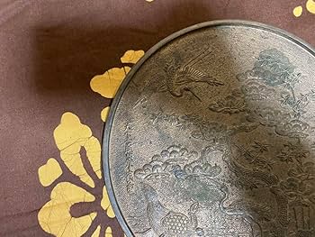 Amazon.co.jp: 古鏡 和鏡 銅鏡 天下一藤原家重、光長2枚 木製共