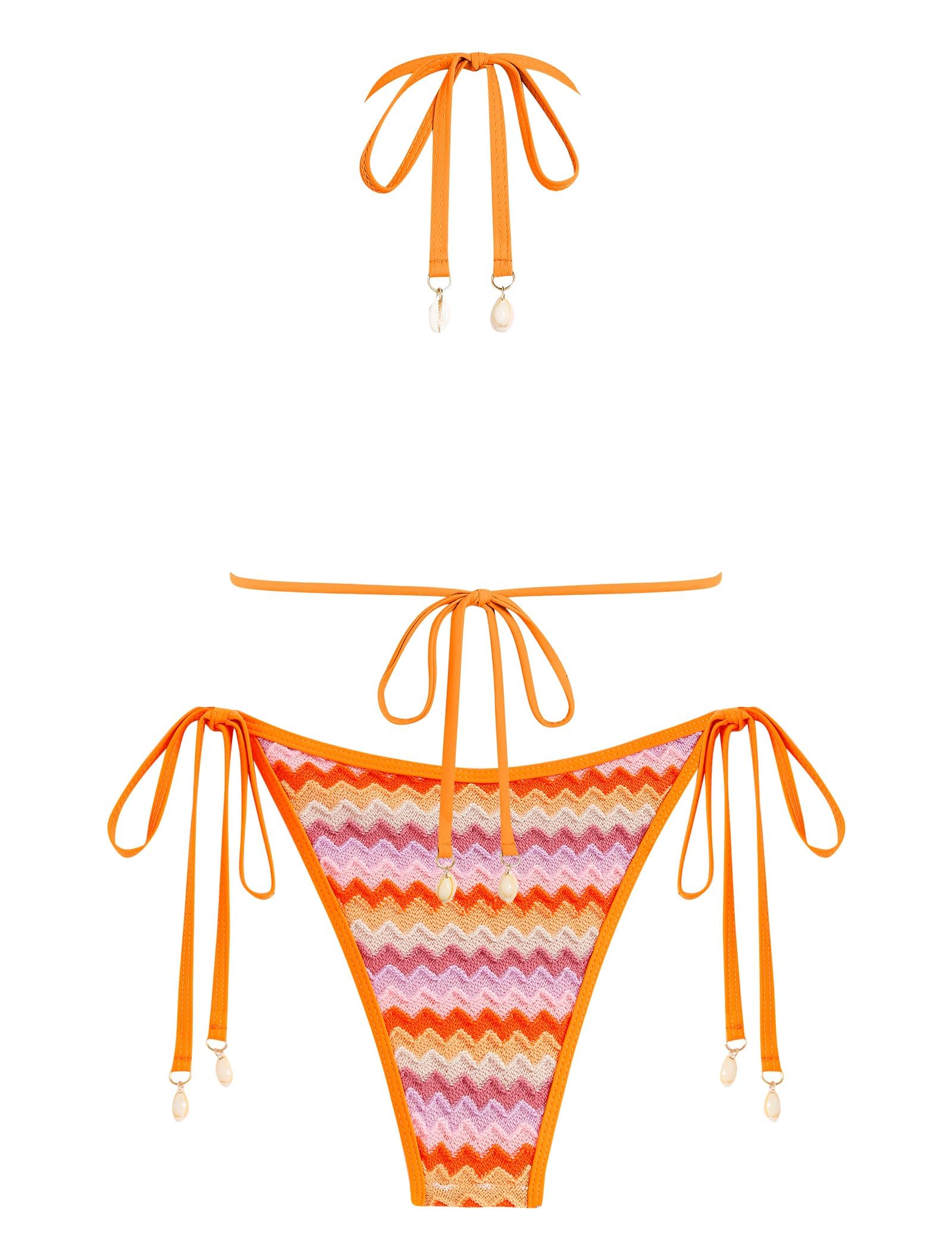 ZAFUL Conjunto de Bikini para Mujer, diseño con Textura Tejida, Sexy, Estilo brasileño, de Dos Piezas, Traje de baño