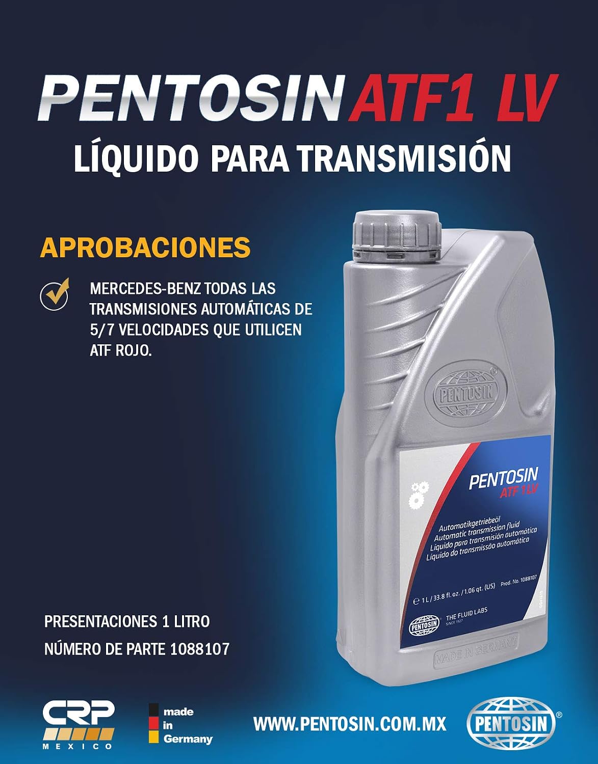 Pentosin 1088107 ATF 1LV Transmission Fluid, 1L