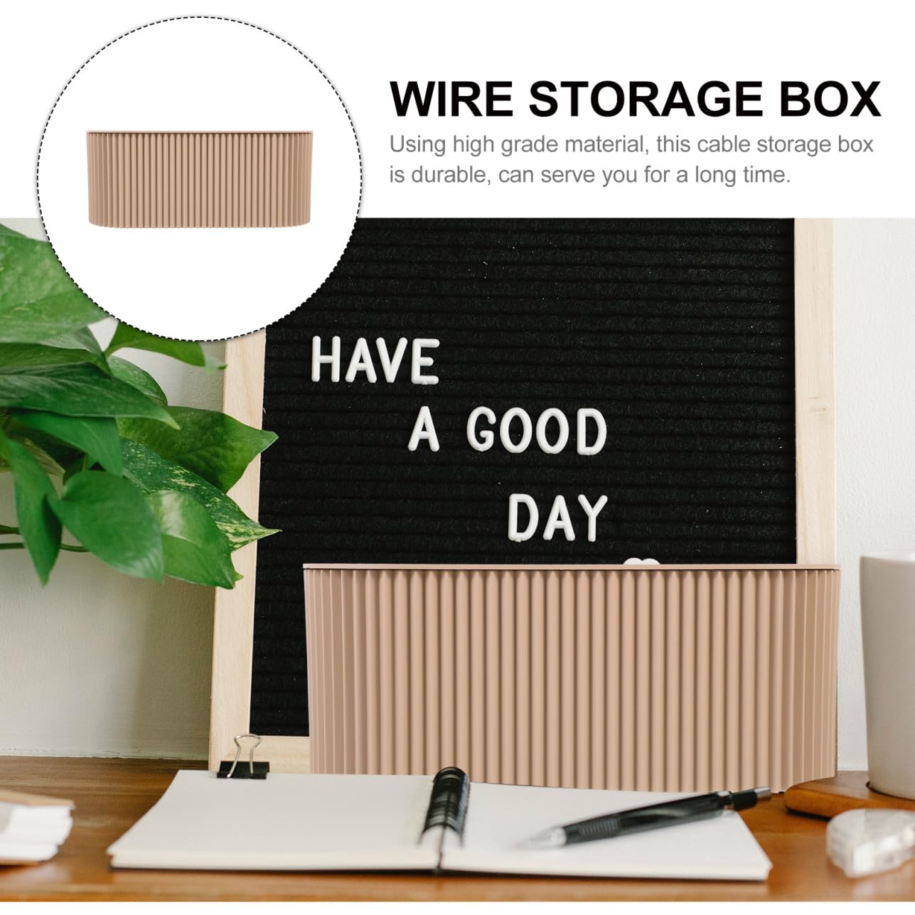 Ipetboom Boîte de Gestion des Câbles Grosse Taille Rangement pour Prises et Câbles Plastique ABS Résistant Couleur Beige Clair Adaptée Bureau et Salon Organiseur pour Multiprises et